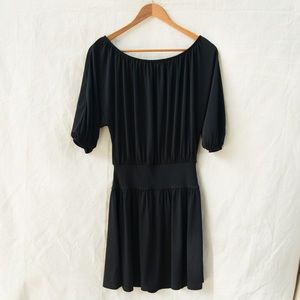 Off or on shoulder black dress from express sz XS
